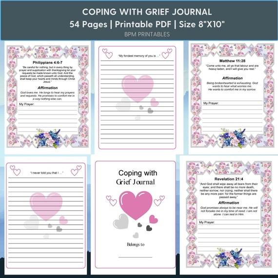 Grief Journal with Bible Verses Printable Remembrance Journal and Grief  Therapy Journal for Coping with Grief and Loss