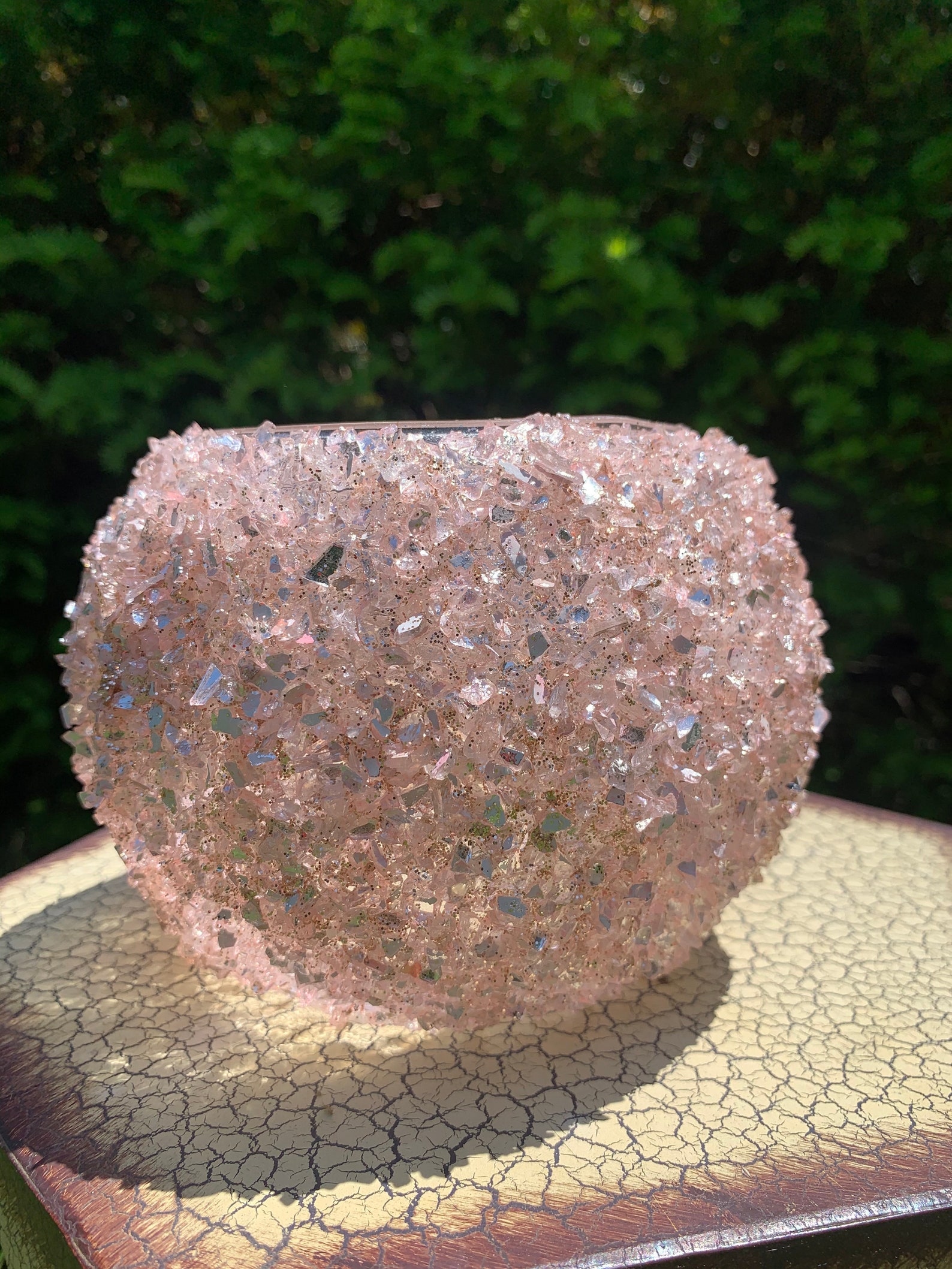 Custom Decorative Glass Bowl Silver Glitter Rose Gold Glitter Etsy