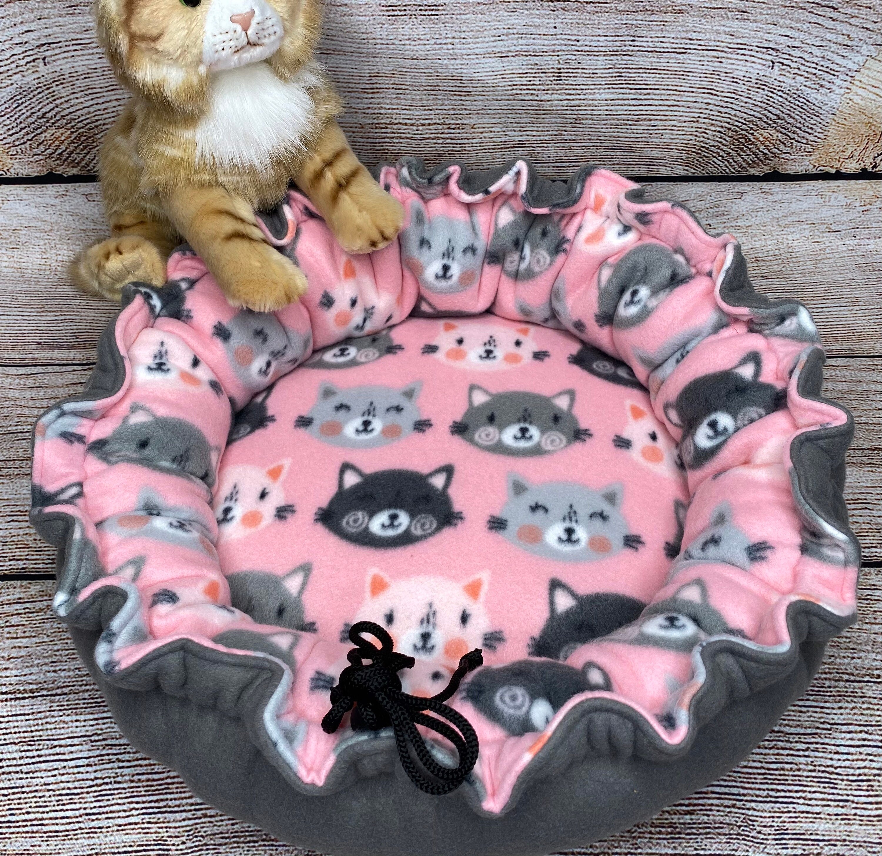 Fleece cat bed cat snuggle bed kitten bed pet bed for cat Etsy