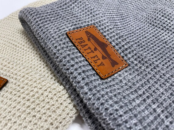 Custom Waffle Knit Leather Patch Beanie 