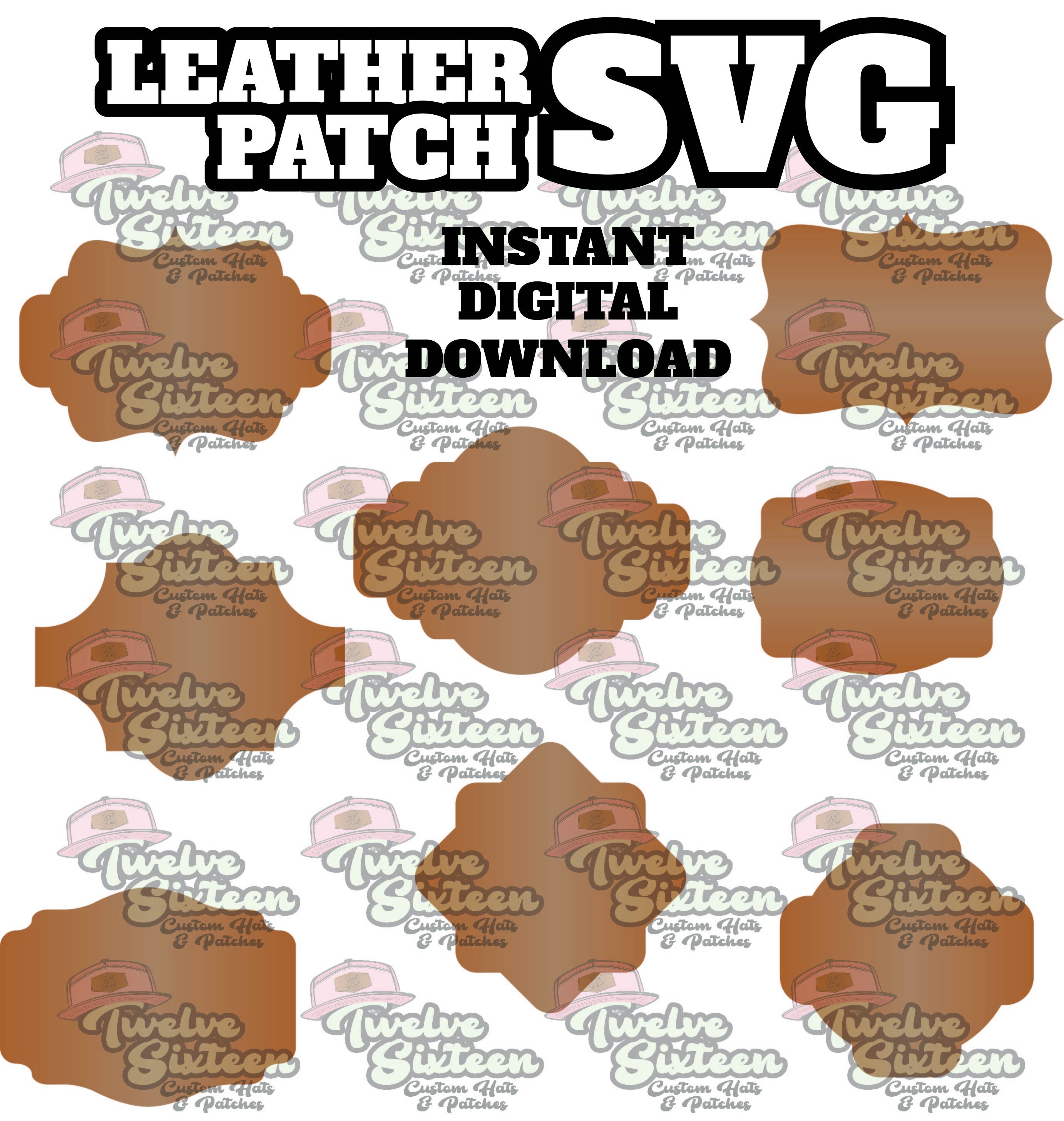 24 Digital SVG Laser Faux Stitching Leather Patch File Stitched Patch SVG  Laser Patch Cut Instant Download Laser Ready Patch File 