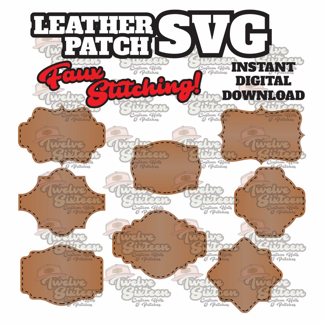 24 Digital SVG Laser Faux Stitching Leather Patch File Stitched Patch SVG  Laser Patch Cut Instant Download Laser Ready Patch File 