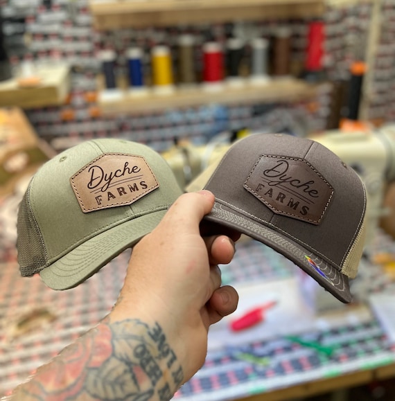 Custom Trucker Leather Patch Hat | Genuine Leather | Leather Patch Cap | Stitched Personalized Logo Snapback Hat