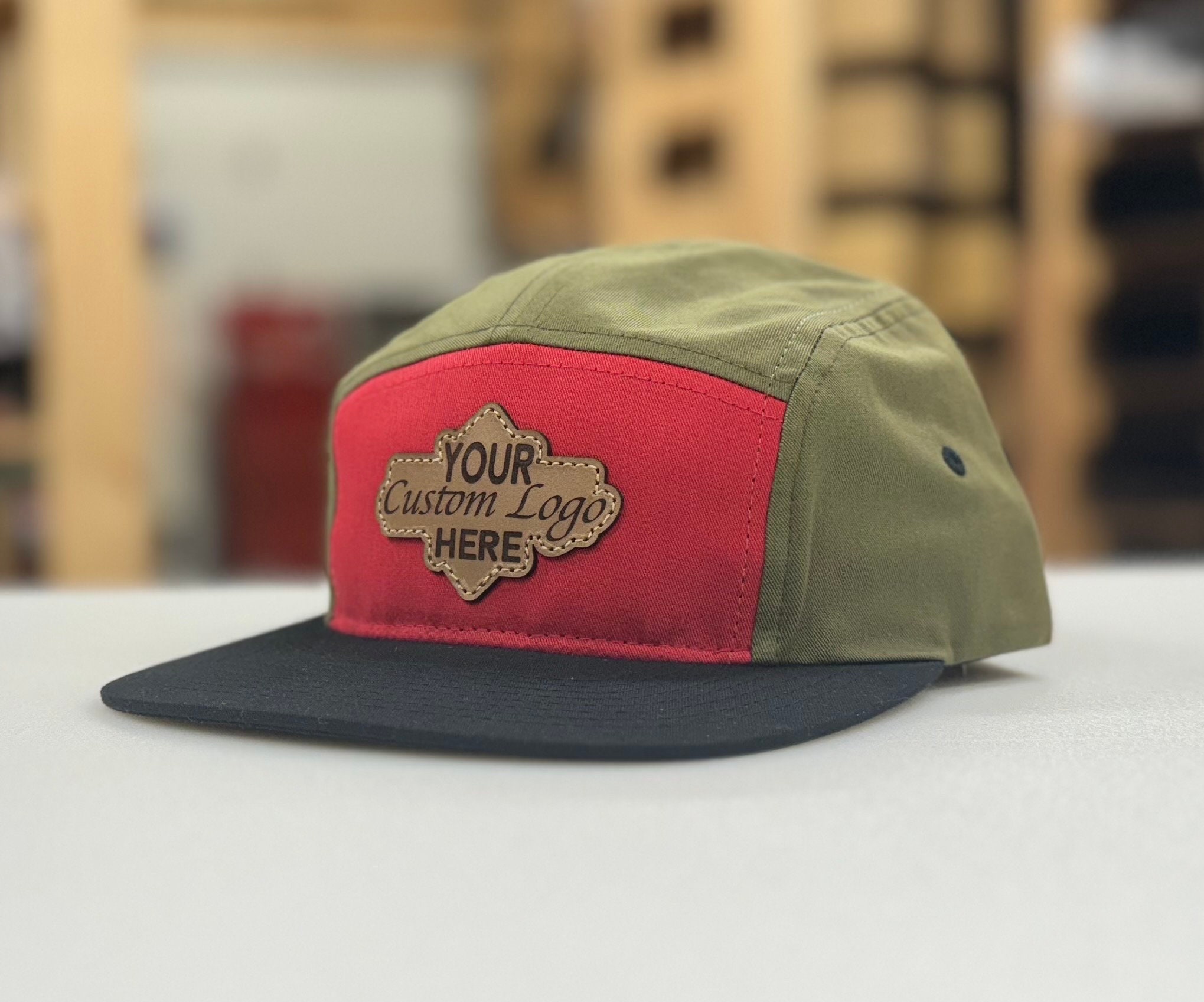 Custom Leather Patch 5 Panel Camp Hat Personalized Genuine Leather Handmade Hat for Your Business Company or Organization Etsy