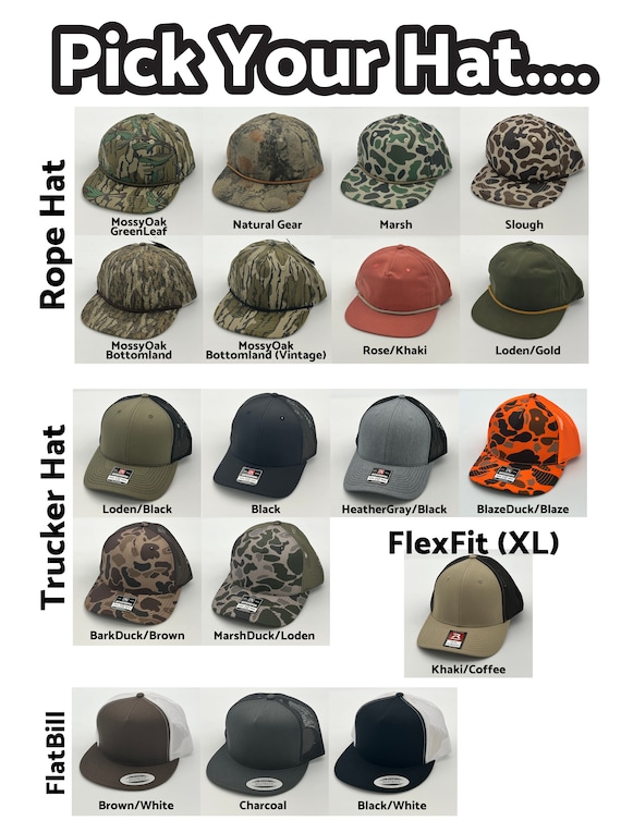 Hunting Fishing Hat | Leather Patch Custom Outdoors Trucker Hat | Turkey Elk Fishing Rope Hat | Camo Hunters Hat | Antler Turkey Cap