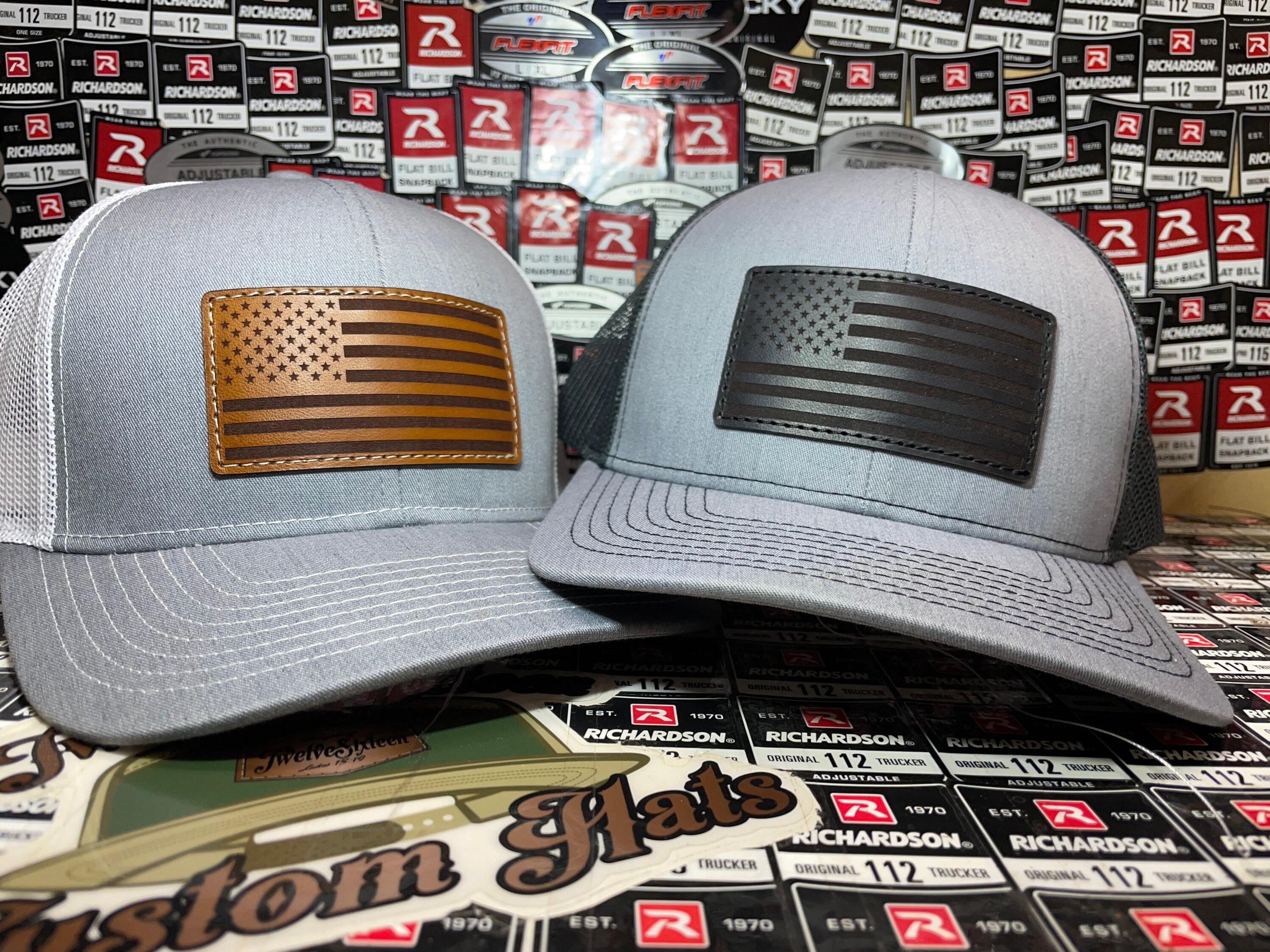 American Flag Leather Patch Hat Custom 