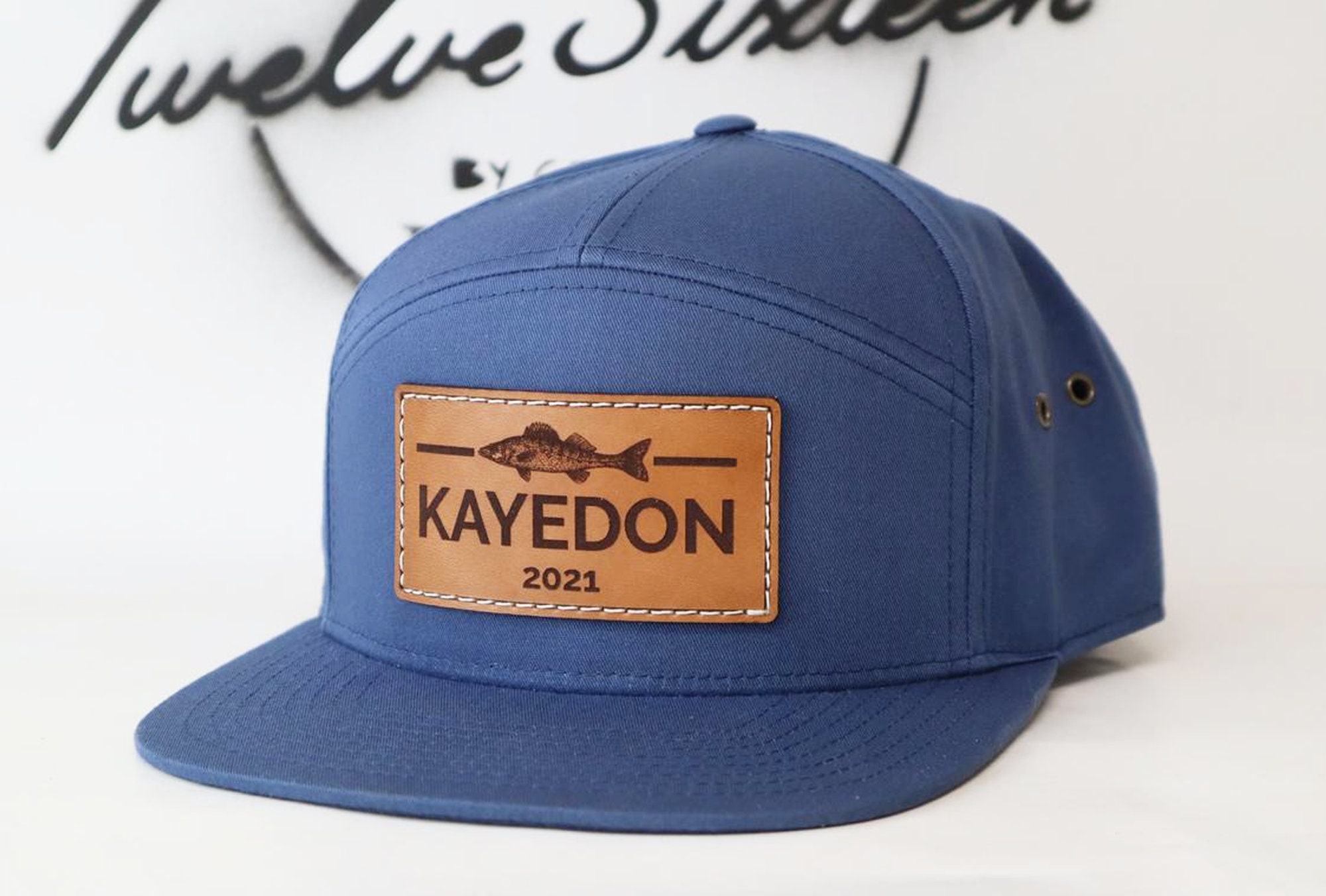 Custom 7 panel hat stitched custom leather patch etsy