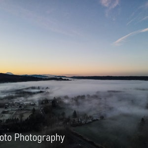Sunrise Fog Wall Art, Fog and Trees Photo, Sunrise Photo Digital Download