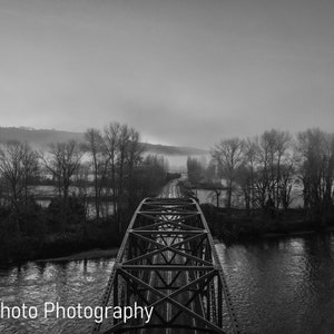 Black and White Bridge Wall Art, Bridge and Water Photo, Black and White Photography