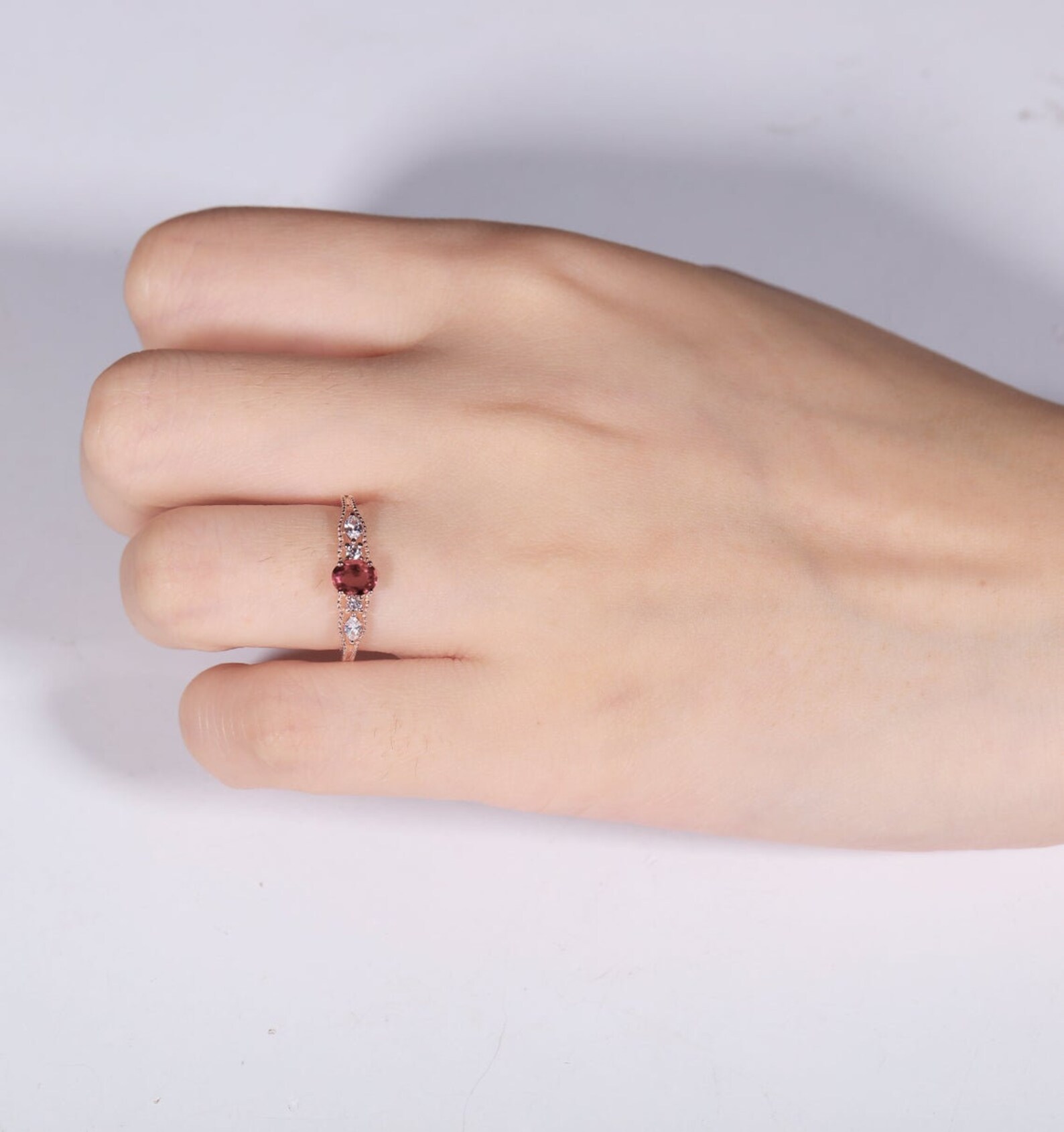 Ruby Engagement Ring Rose Gold Ring Ruby Diamond Ring Oval | Etsy