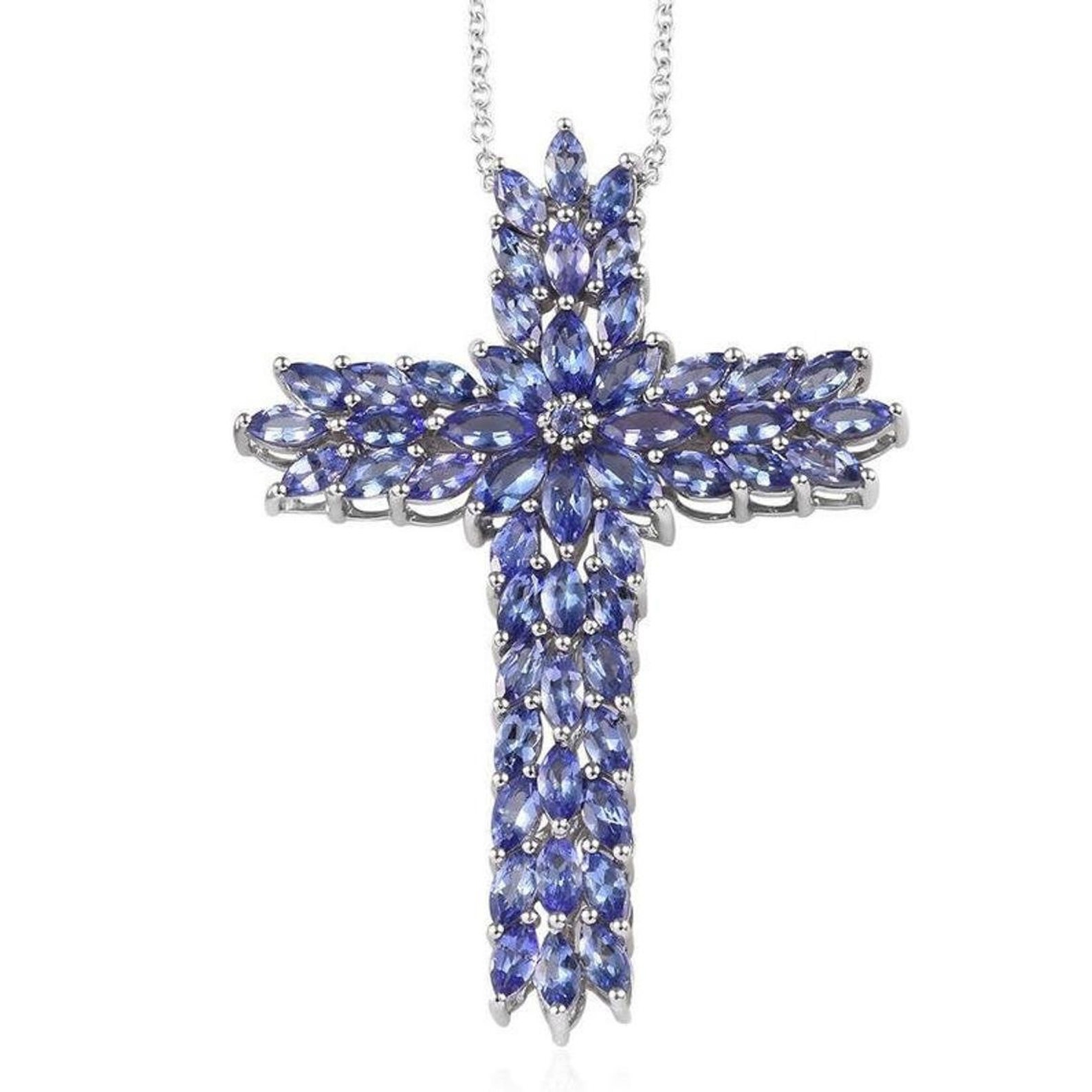 Natural Gemstone Cross Pendant Necklace 925 Sterling Silver Etsy