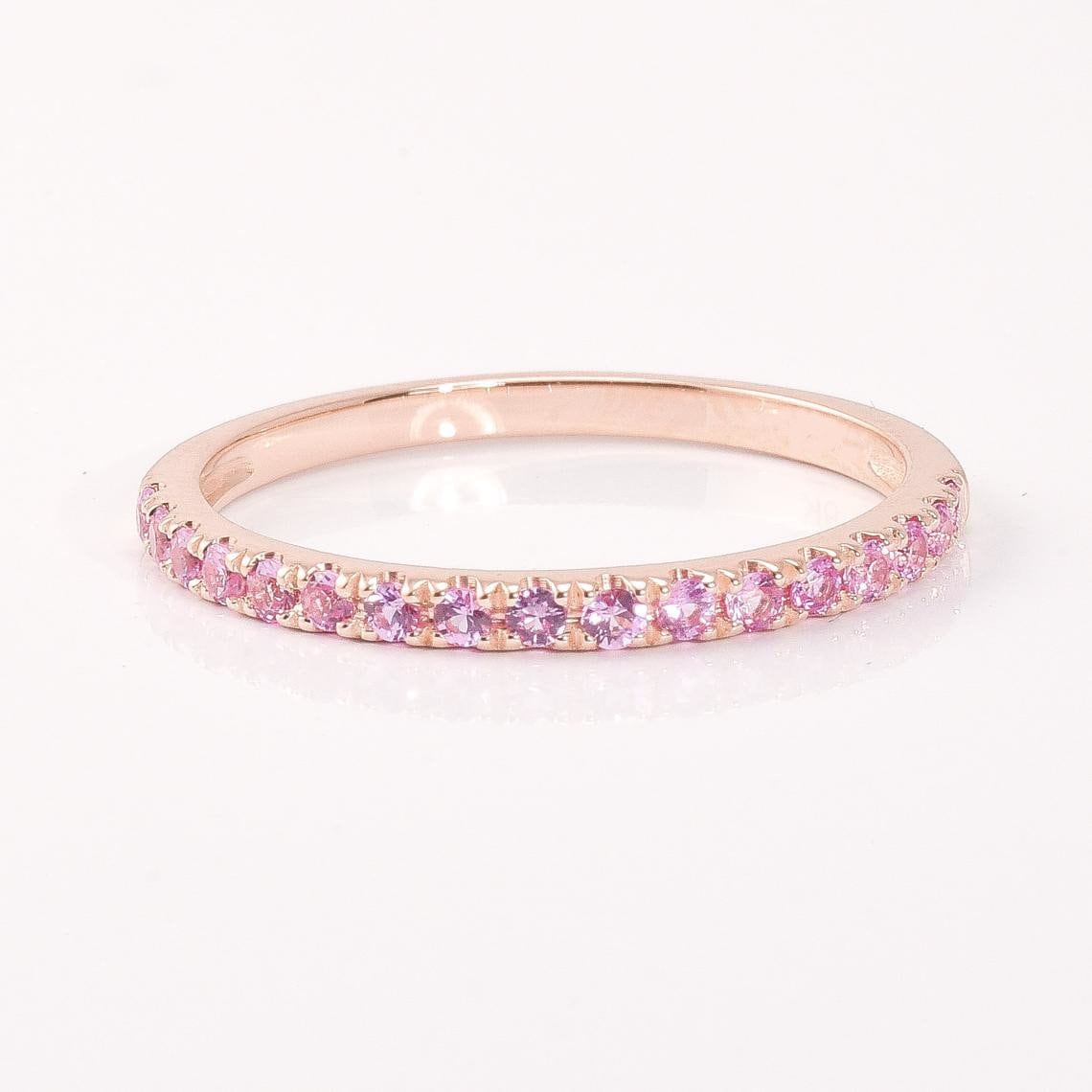 Natural Pink Sapphire Ring Half Eternity