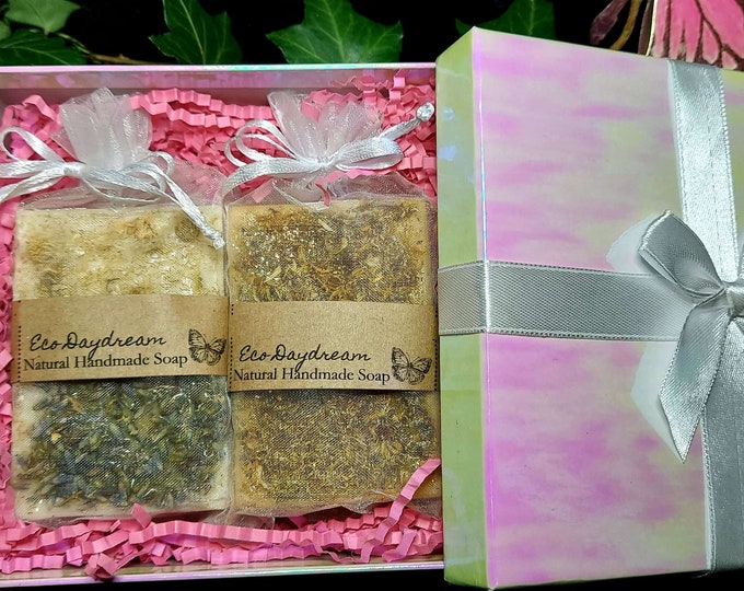 Relaxing Handmade Soap 2 Pack, Natural Aromatherapy Self Care Spa Gift with Box