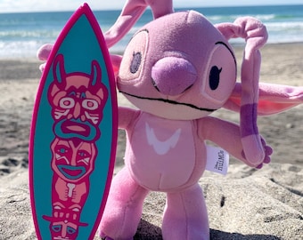 Lilo and Stitch Angel Tiki Themed Mini Surfboard | nuiMOs Compatible with Hidden Magnet