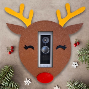 Masque-a-Ring Holiday Reindeer Decorative Cover for Ring Video Doorbell | Snap-on Accessory for Quick Fit