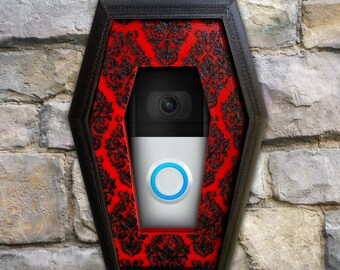 Gothic Coffin Ring Doorbell Faceplate: Haunted Mansion Damask Decor