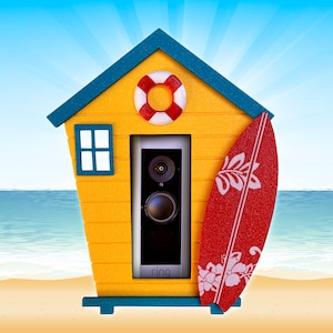 Masque-a-Ring Surf Shack リングビデオドアベル用装飾フェイスプレート | スナップオンアクセサリで素早くフィット