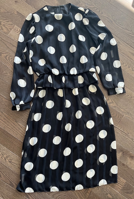 70's Polka Dot Accent Button Front Sleeveless Dress by Linda Originals main image 1