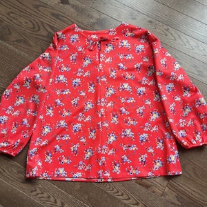 Vintage 70s Red Floral Blouse