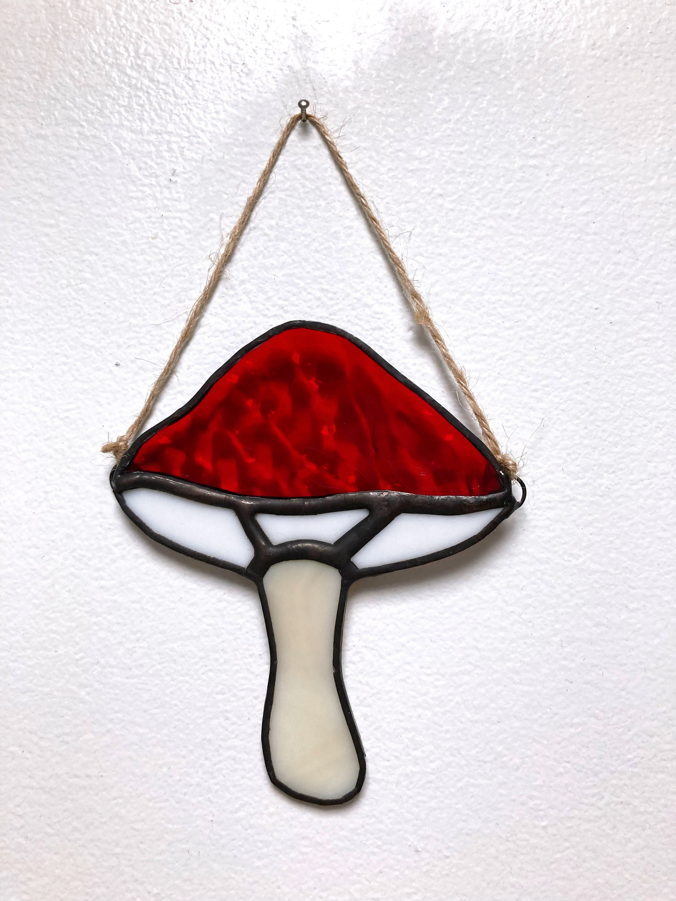 Red Mushroom Stained Glass Suncatcher Etsy