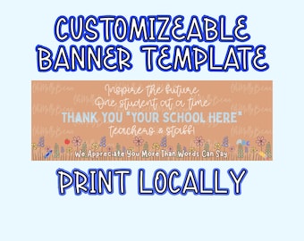 Teacher Appreciation Banner Template | Customizable School Thank You (Digital Download)