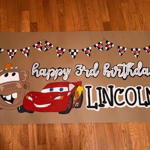 Hand-Painted Cars Birthday Banner