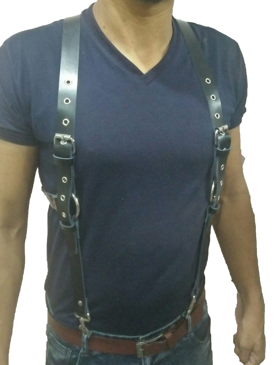 Genuine Real Leather Black Harness Suspenders with Buckle For Etsy