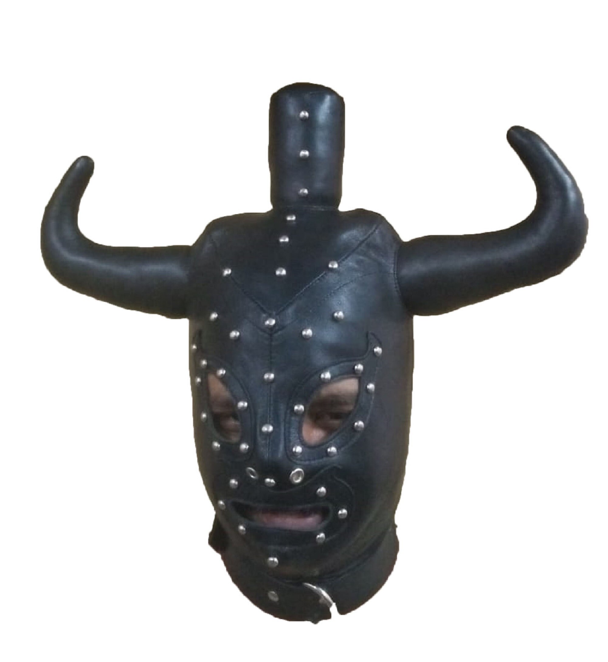 Echte echtes Leder beängstigend Teufel Maske mit Hörnern | Etsy