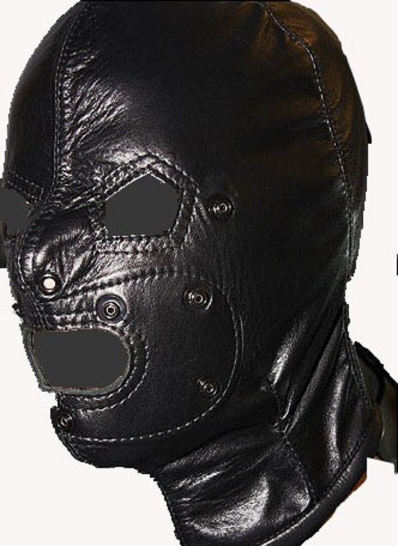 Black Genuine Real Leather Slave Mask with Eye & Mouth Pad Etsy