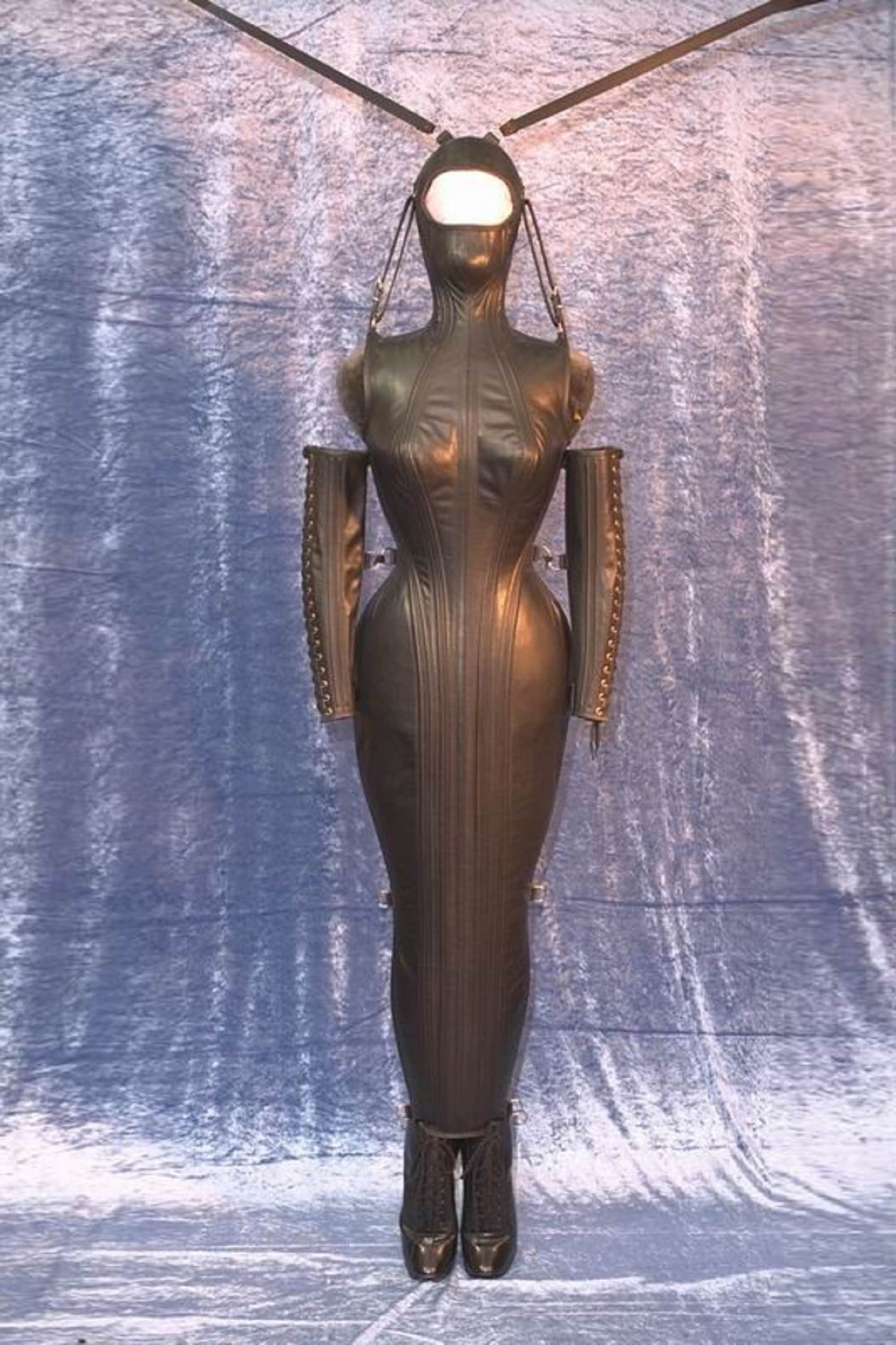 Real Genuine Leather Hobble Dress Women Gothic Laced Theme Etsy