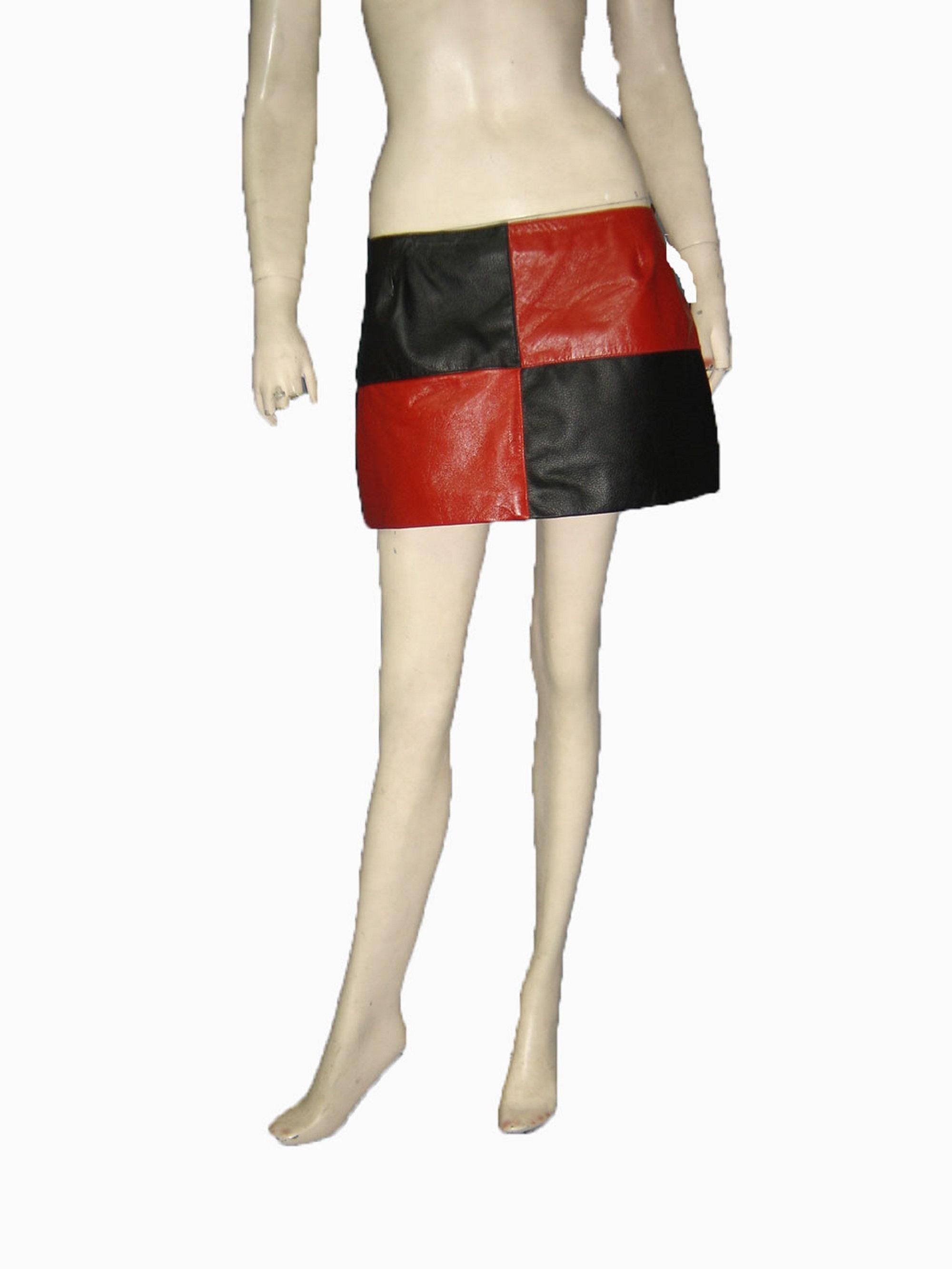 Real Genuine Leather Black Red Women's Shorts Designer Etsy