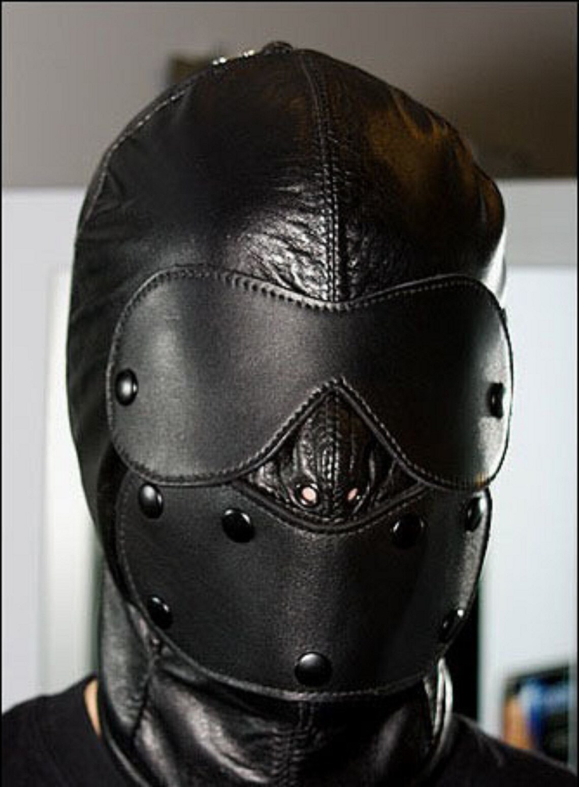 Black Genuine Real Leather Slave Mask with Eye & Mouth Pad Etsy