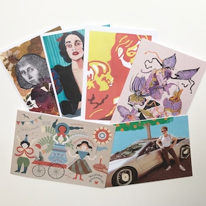 Set di 6 biglietti d'auguri artistici vuoti