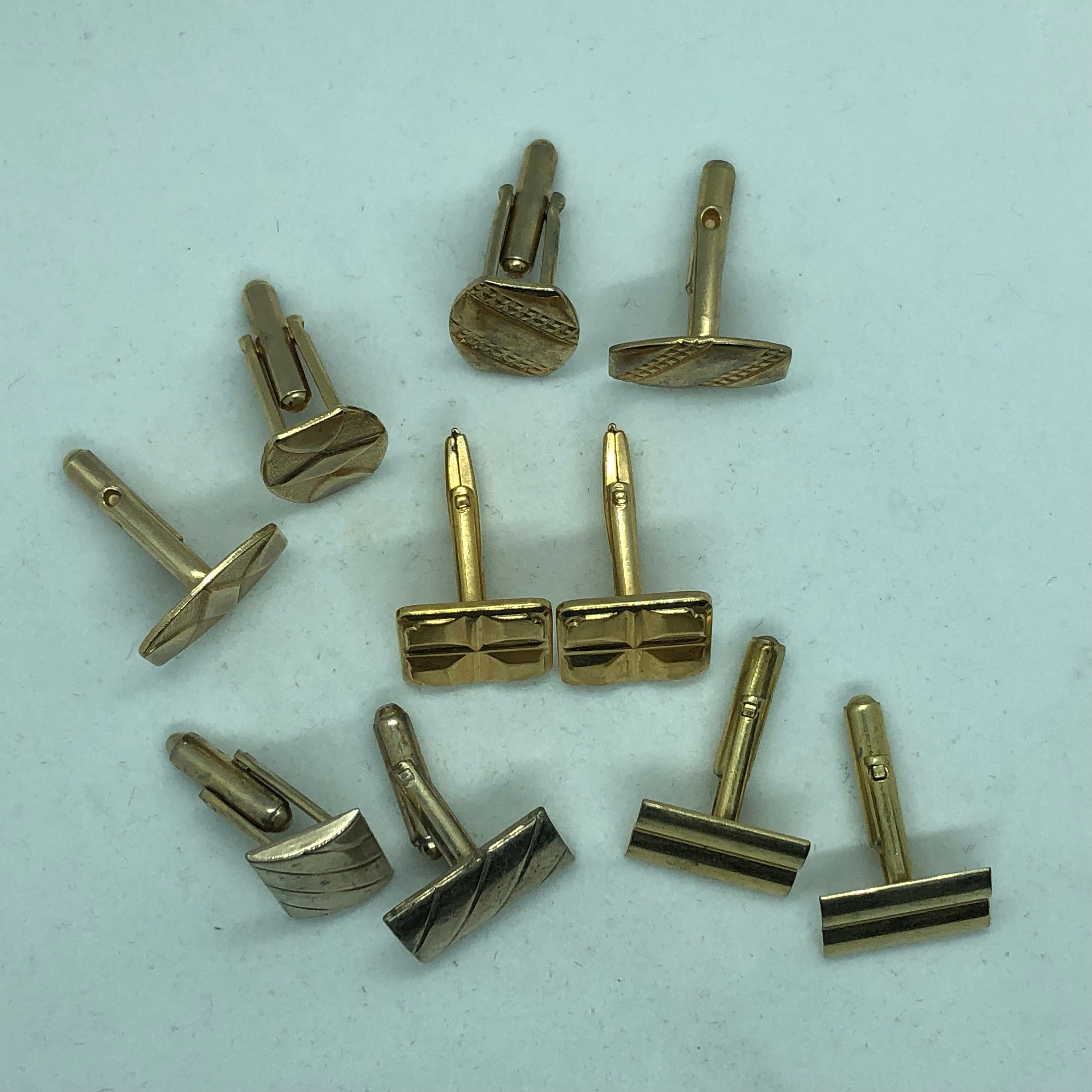 Lot of 5 Vintage Gold Tone Cufflink Sets No Hallmarks - Varied Styles ...