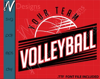 Volleybalteam SVG. Gepersonaliseerde volleybal EPS. Aangepaste volleybal PDF. Uw digitale teambestand. Lettertypebestand inbegrepen.