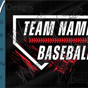 Baseboll SVG. Basebolllag EPS. Basebollspelaremall. Digital basebollfil. Ditt lagnamn.