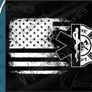American Flag Fire & Rescue SVG. Paramedic EPS. First Responder SVG. American Flag Digital File. Cut. Print.