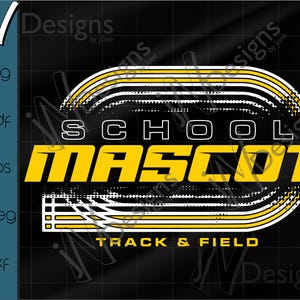 Track & Field-sjabloon SVG. Volg team pdf. Track and Field-EPS. Digitaal ontwerp voor schooltracks. Aanpassen. Gesneden. Afdrukken.