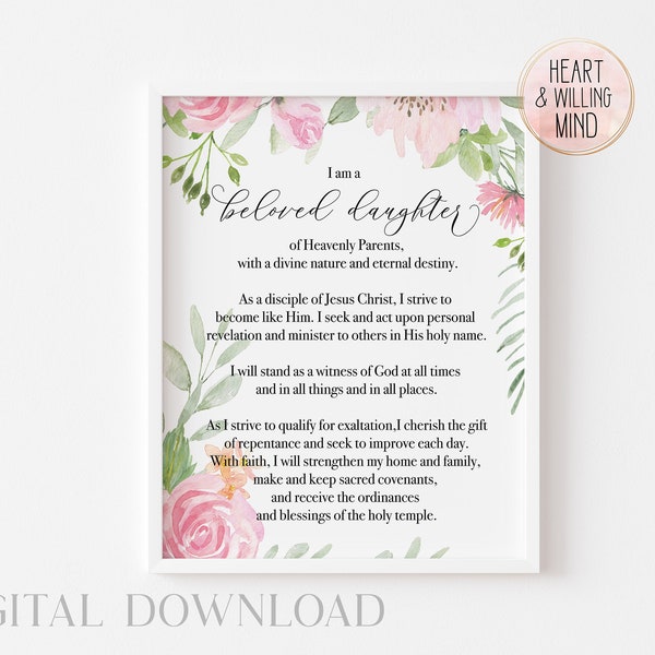 Lds Young Women Theme, Lds Home Decor, Christian Prints, YW Quotes Art