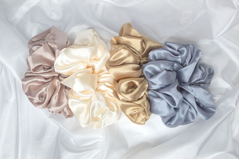 For Buns Best Friend 4 Pack of Large Satin Scrunchies Hair Accessories Thick Hair Valentine/'s Day Gift Hair Ties