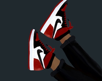 Digital Art Print, Sneaker Art, Jordans, Gallery Wall Art, Art Print, INSTANT DOWNLOAD, Gallery Wall, Hand Drawn Art Print