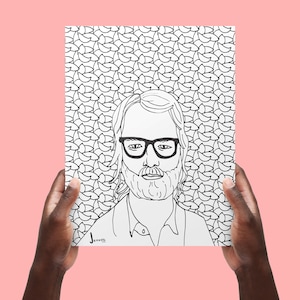 Coloring Page: Matt Berninger of The National DIGITAL Coloring Page, Adult Coloring Page, Patterns, Digital Art, Instant Download
