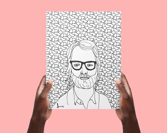 Coloring Page: Matt Berninger of The National DIGITAL Coloring Page, Adult Coloring Page, Patterns, Digital Art, Instant Download
