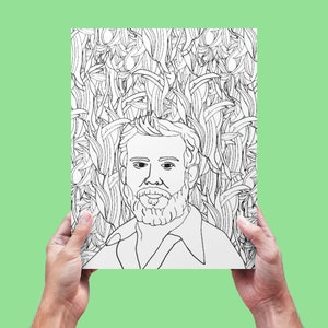 Justin Vernon of Bon Iver Coloring Page DIGITAL Print, Adult Coloring Page, Patterns, Digital Art, Instant Download