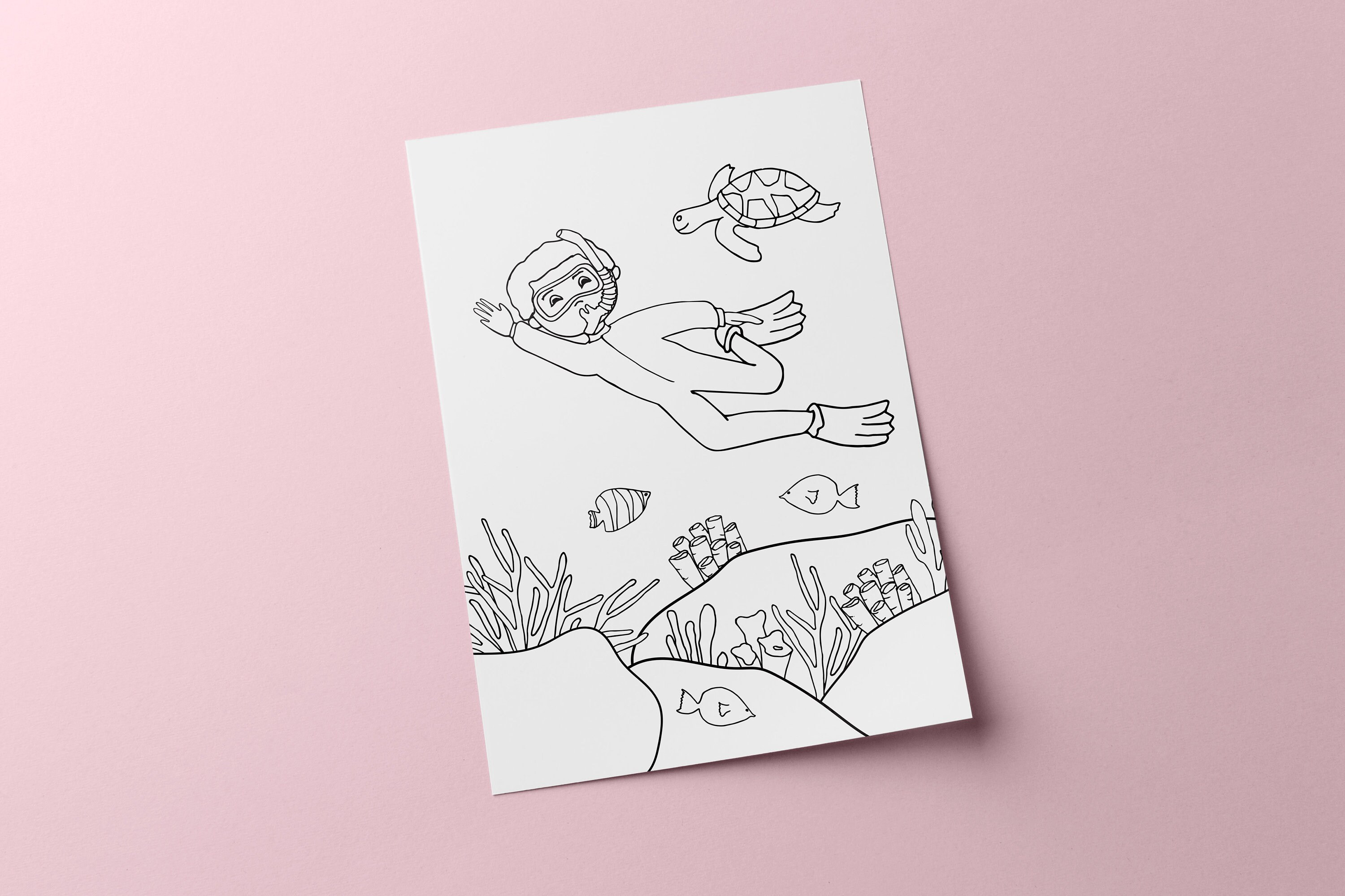 Scuba Diving, Kids Coloring Page, DIGITAL Print, Coloring Books