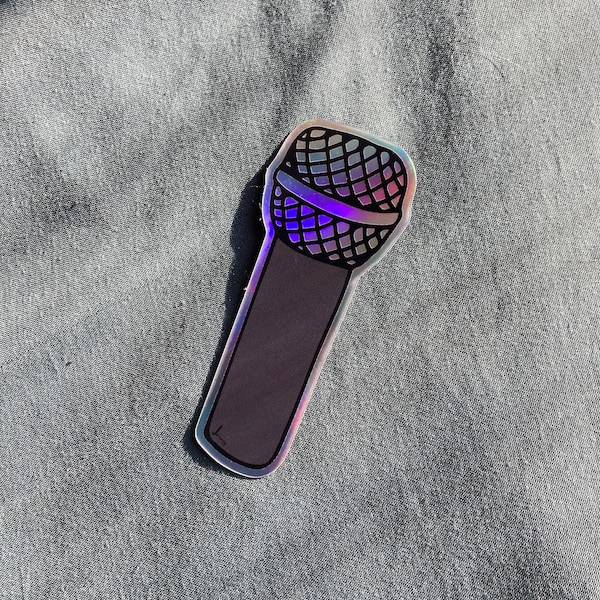 Sticker, Microphone Sticker, Holographic Stickers, Music Lover