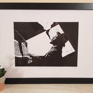 Jazz Pianist Wall Print of Thelonious Monk, Handmade Fun Wall Art Poster