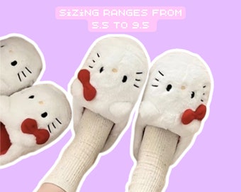 Plush Slippers S.anrio Hello K.itty Kawaii Cute Student Autumn Winter Bedroom Soft Padded Plush Bedroom Adult Shoes Girls