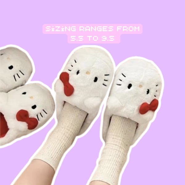 Plush Slippers S.anrio Hello K.itty Kawaii Cute Student Autumn Winter Bedroom Soft Padded Plush Bedroom Adult Shoes Girls