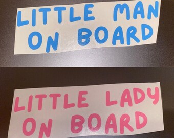 Calcomanía para coche "Bebé a bordo": Hombrecito, Damacita - 14 x 5 cm